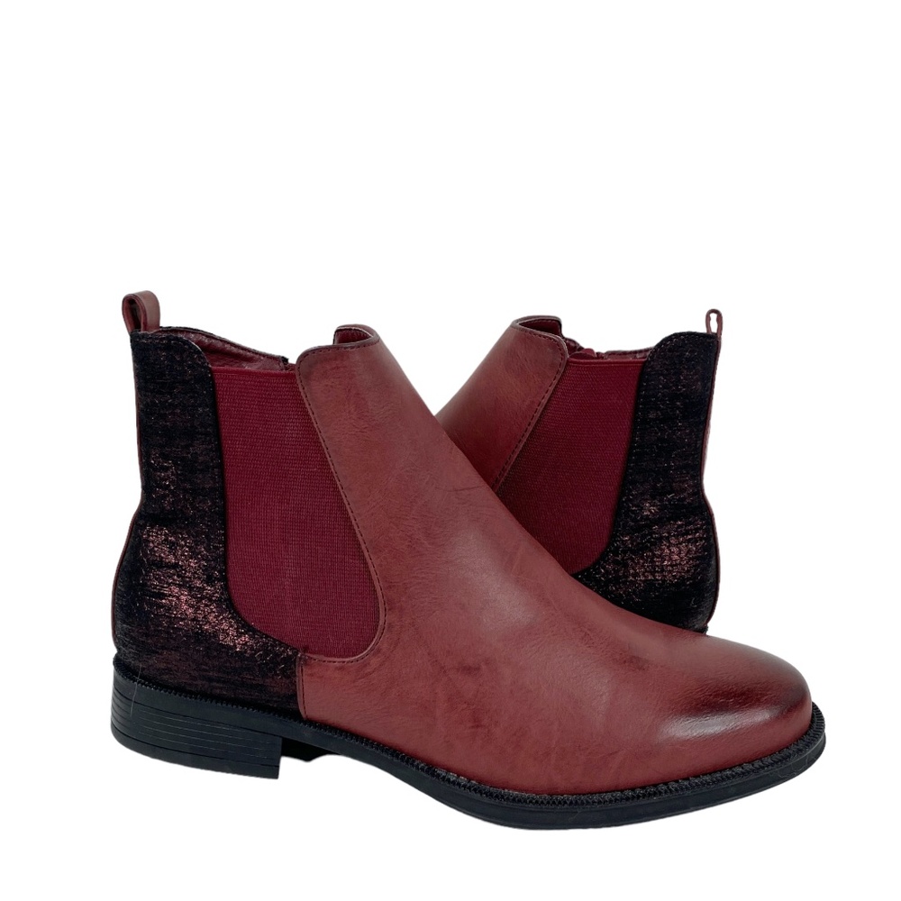 GC Shoes Red Faux Leather Chelsea Boot Size 8 Lori Style